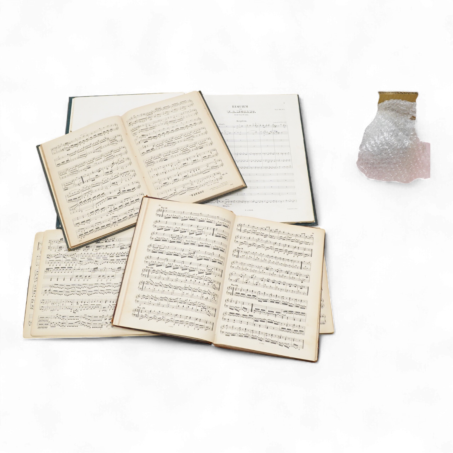 Mozart interest, four leather bound vols, Publ by Mannheim to include Mozart Sonatas